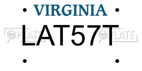 LAT57T Virginia License Plate