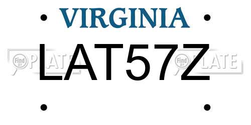 LAT57Z Virginia License Plate