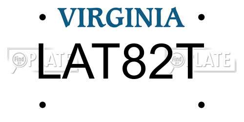 LAT82T Virginia License Plate