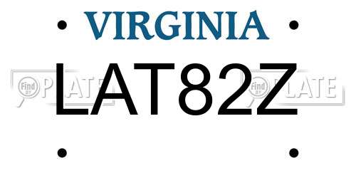 LAT82Z Virginia License Plate
