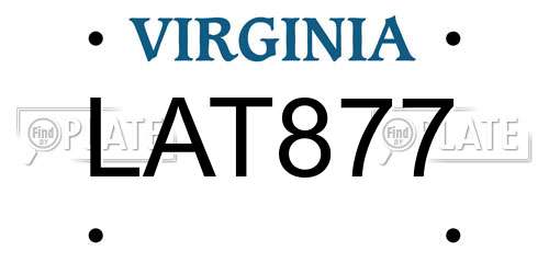 LAT877 Virginia License Plate