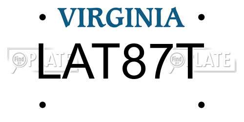 LAT87T Virginia License Plate