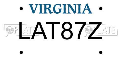LAT87Z Virginia License Plate
