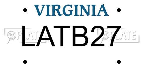 LATB27 Virginia License Plate