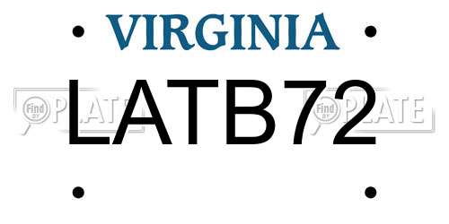 LATB72 Virginia License Plate