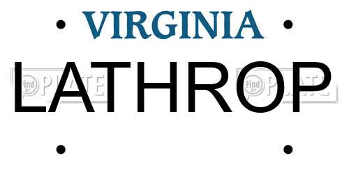 LATHROP Virginia License Plate
