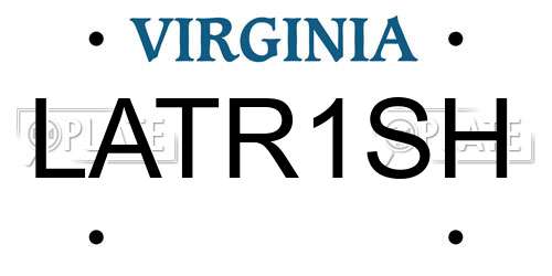LATR1SH Virginia License Plate