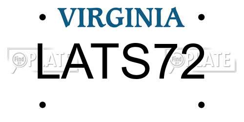 LATS72 Virginia License Plate