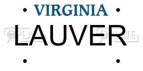 LAUVER Virginia License Plate