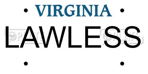 LAWLESS Virginia License Plate