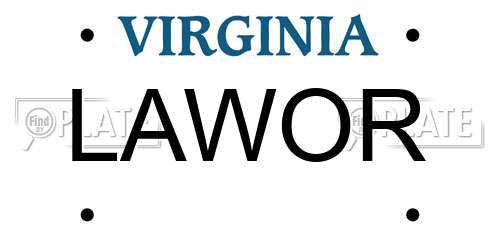 LAWOR Virginia License Plate