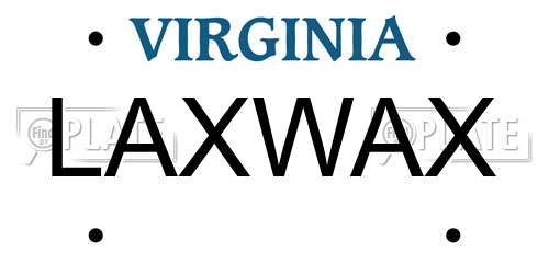 LAXWAX Virginia License Plate