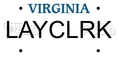 LAYCLRK Virginia License Plate
