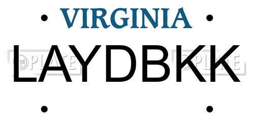 LAYDBKK Virginia License Plate