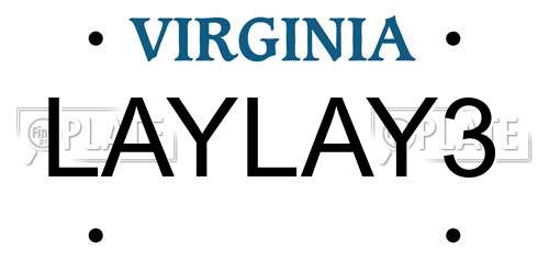 LAYLAY3 Virginia License Plate