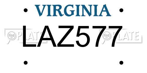 LAZ577 Virginia License Plate