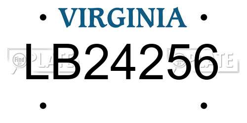 LB24256 Virginia License Plate