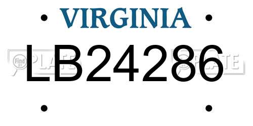 LB24286 Virginia License Plate