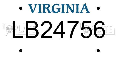 LB24756 Virginia License Plate