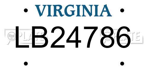 LB24786 Virginia License Plate