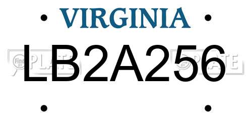 LB2A256 Virginia License Plate