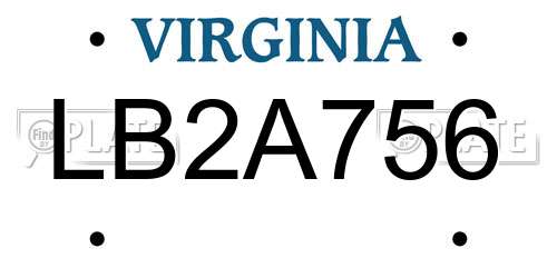LB2A756 Virginia License Plate