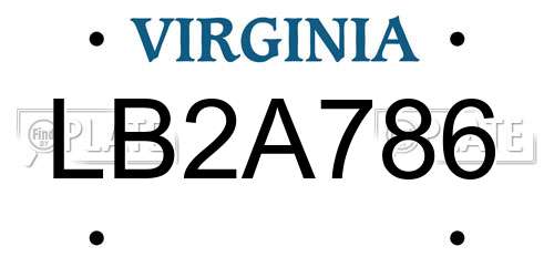 LB2A786 Virginia License Plate