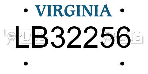 LB32256 Virginia License Plate