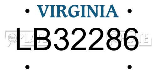 LB32286 Virginia License Plate