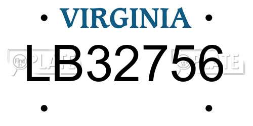 LB32756 Virginia License Plate