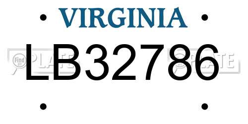 LB32786 Virginia License Plate