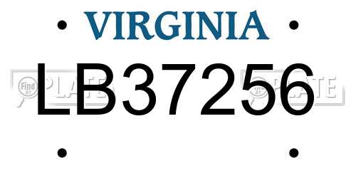 LB37256 Virginia License Plate