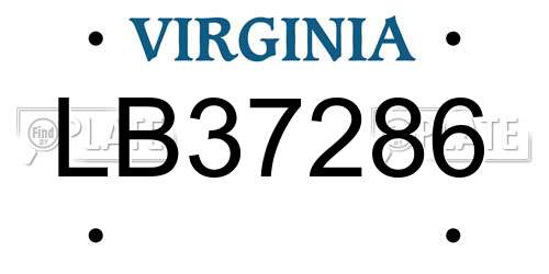 LB37286 Virginia License Plate