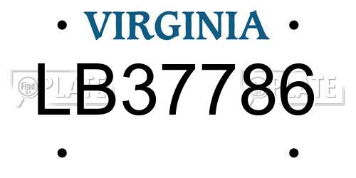 LB37786 Virginia License Plate