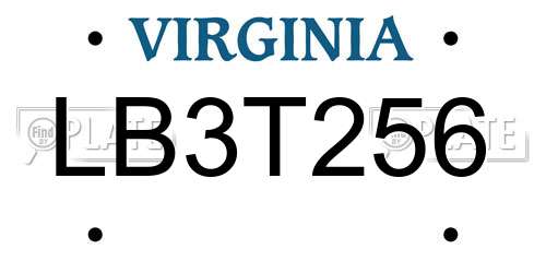 LB3T256 Virginia License Plate