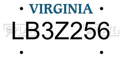 LB3Z256 Virginia License Plate
