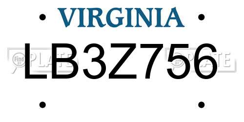 LB3Z756 Virginia License Plate