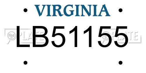 LB51155 Virginia License Plate