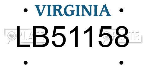 LB51158 Virginia License Plate