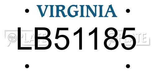 LB51185 Virginia License Plate
