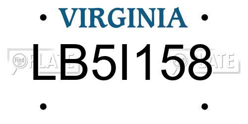 LB5I158 Virginia License Plate