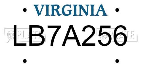 LB7A256 Virginia License Plate