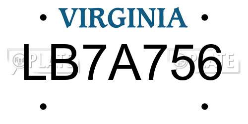 LB7A756 Virginia License Plate