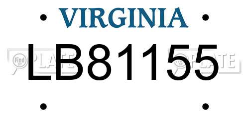 LB81155 Virginia License Plate