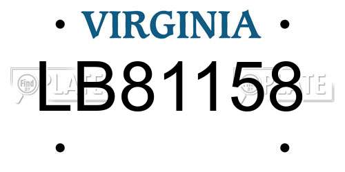 LB81158 Virginia License Plate