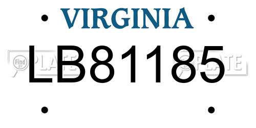 LB81185 Virginia License Plate