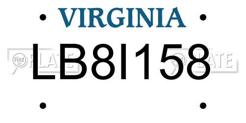 LB8I158 Virginia License Plate