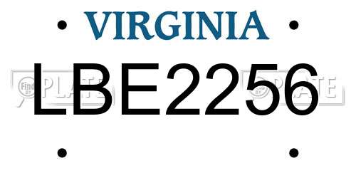 LBE2256 Virginia License Plate