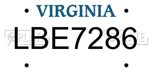 LBE7286 Virginia License Plate