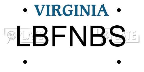 LBFNBS Virginia License Plate